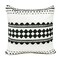 Laddha Home Designs 20" Black and White Mosaic Geometric Stripe Square Throw Pillow